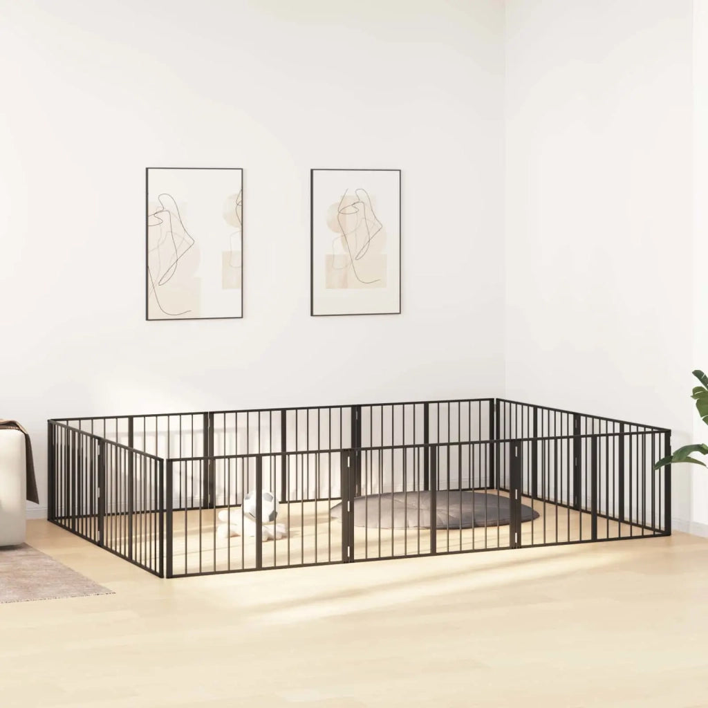 Cancello per cani 10 pcs Nero 100 x 60 cm Acciaio zincato 892000