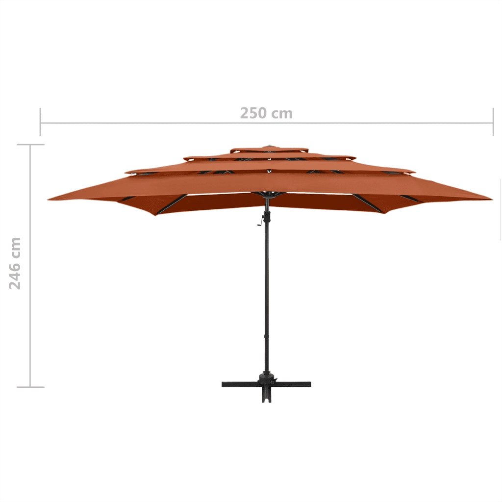 Ombrellone a 4 Livelli Palo in Alluminio-Ombrello da giardino 250x250 cm Terracotta