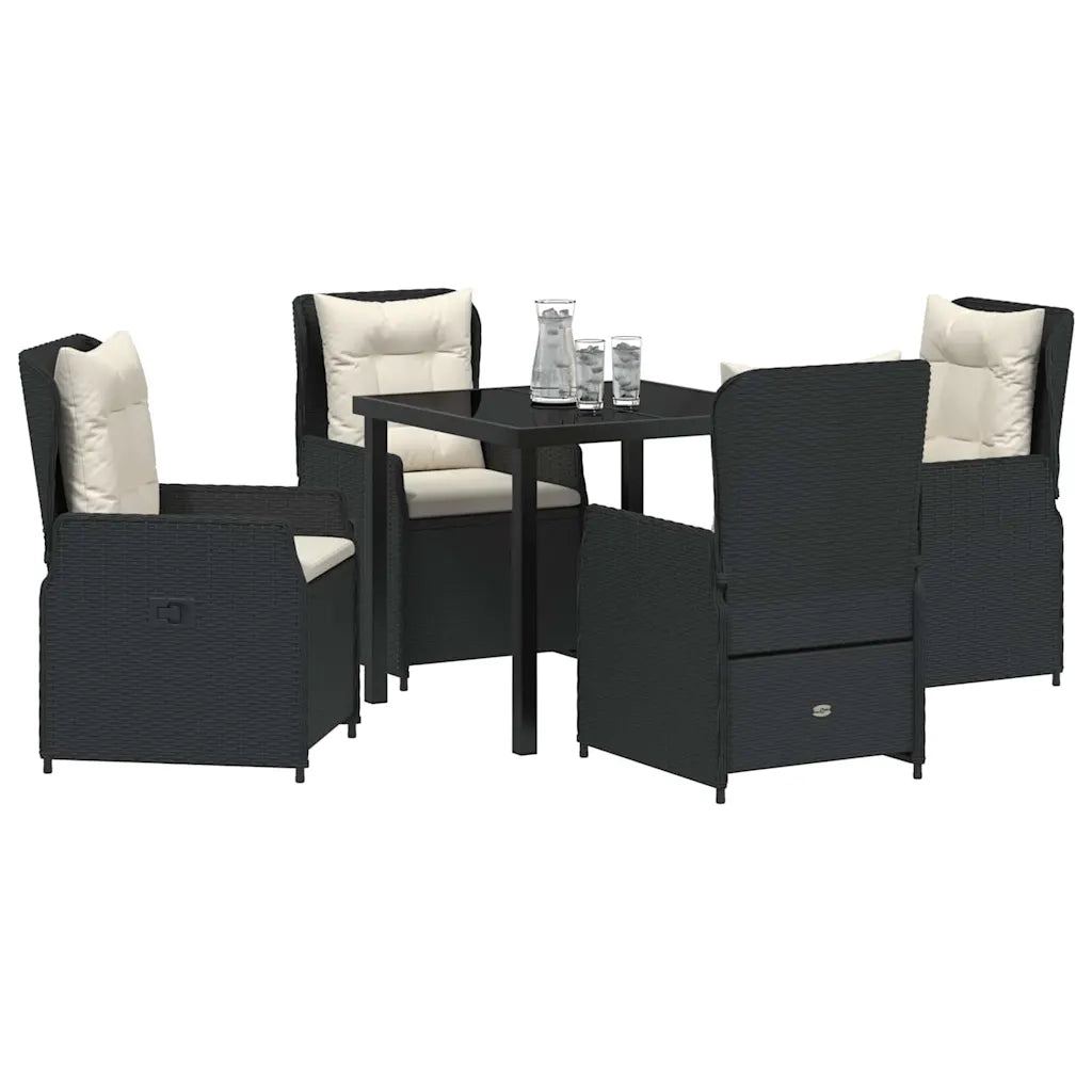 Set da Pranzo per Giardino 5 pcs Nero polyrattan 3380940