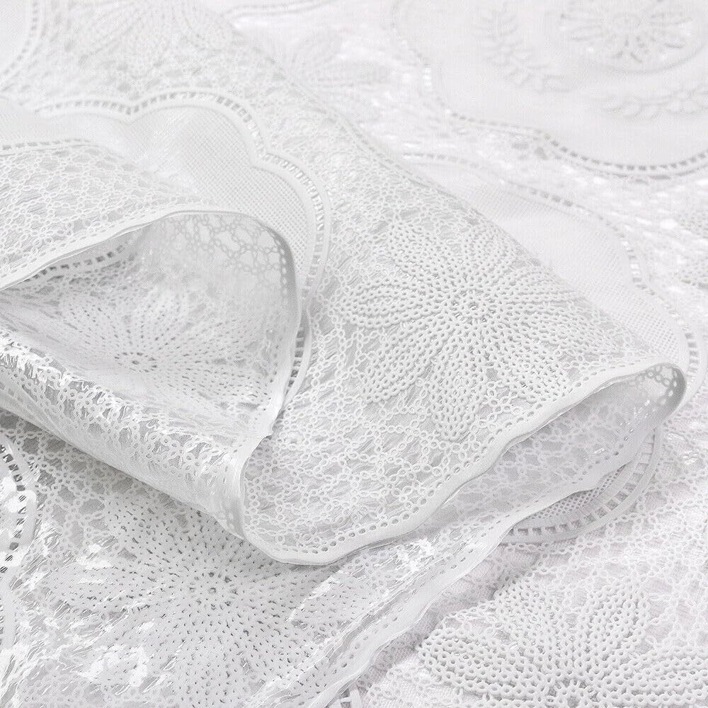 Tovaglia Plastificata 137x100 cm Ricamata Pizzo 3D Copritavolo Antimacchia Idrorepellente Dis.E