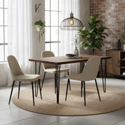 Set di 4 sedie da pranzo imbottite in tessuto beige Corvina con struttura in metallo facili da pulire | Duzzle