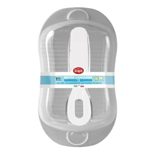 Snips 00863 Burriera Portaburro 0.5 L con Coperchio Trasparente Spalma Burro 2 Chiusure Sicurezza BPA Free colore Bianco
