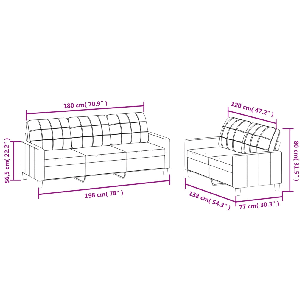 Set di Divani 2 pz con Cuscini Grigio in Similpelle 3201380