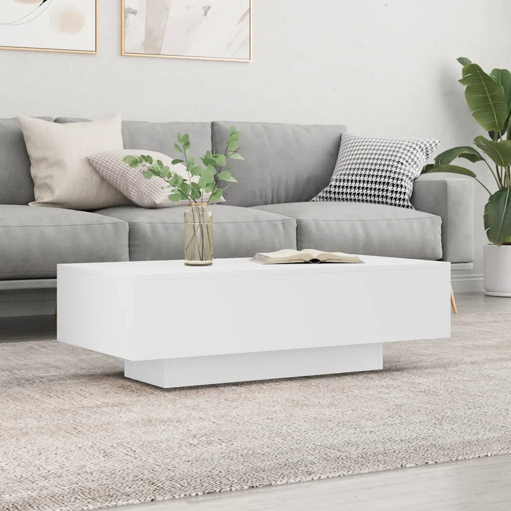 Tavolino da salotto | Tavolino da caff¨¨ | Tavolino da Soggiorno Bianco 100x49,5x31 cm in Legno Multistrato