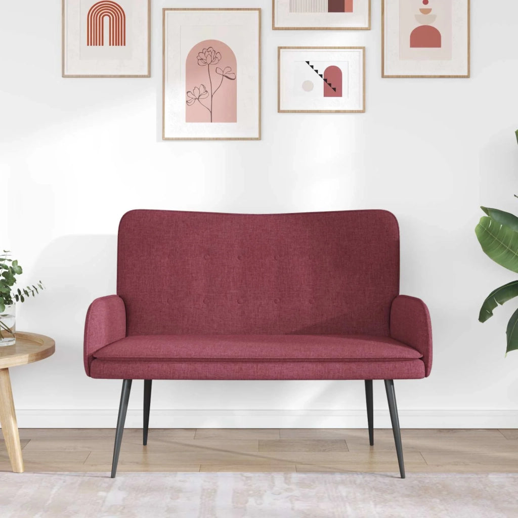Divano a 2 Posti Rosso vino 115 x 61 x 87 cm Tessuto
