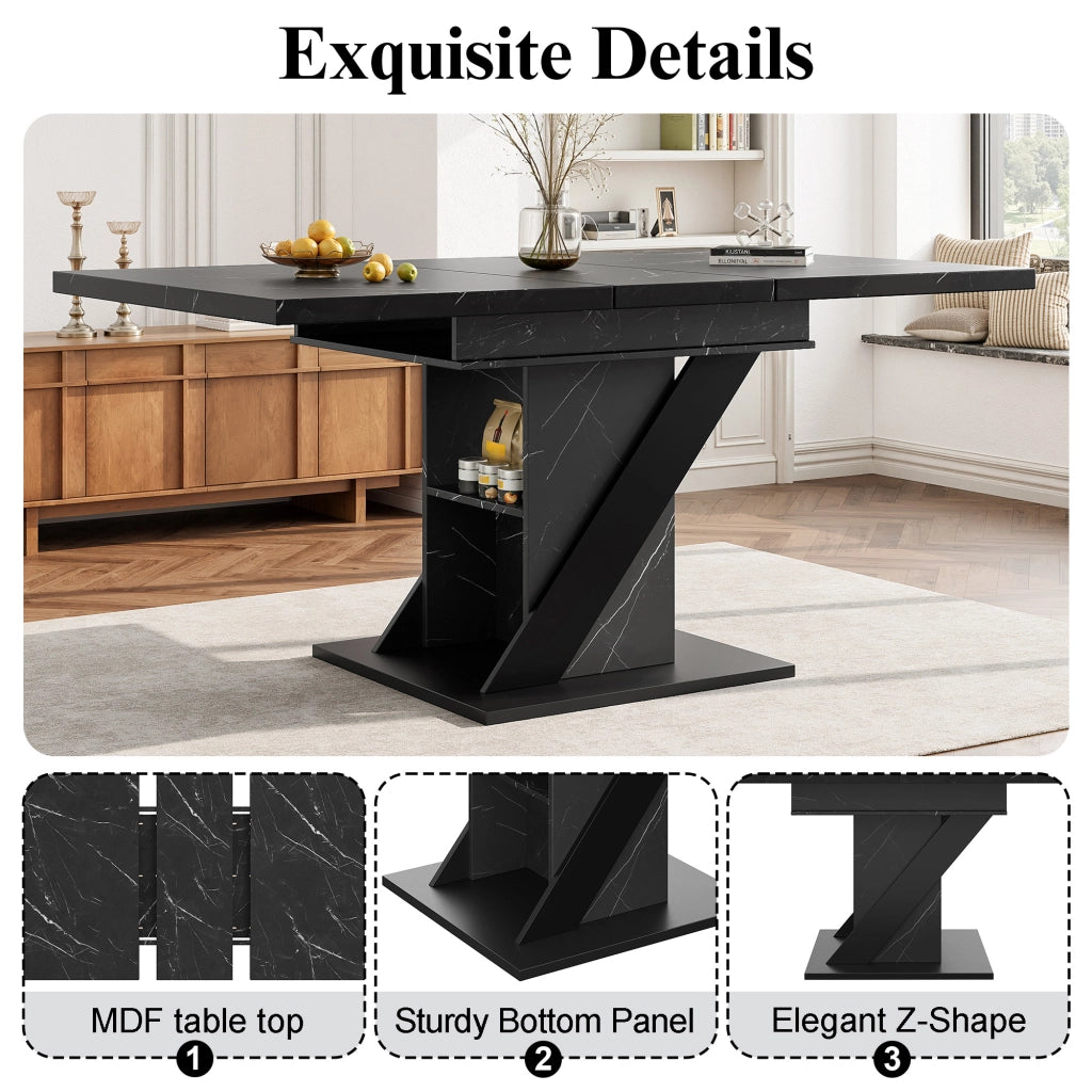 Tavolo da pranzo allungabile con 1 allunga; in MDF e metallo; per cucina e soggiorno; 110 × 80 × 75 cm