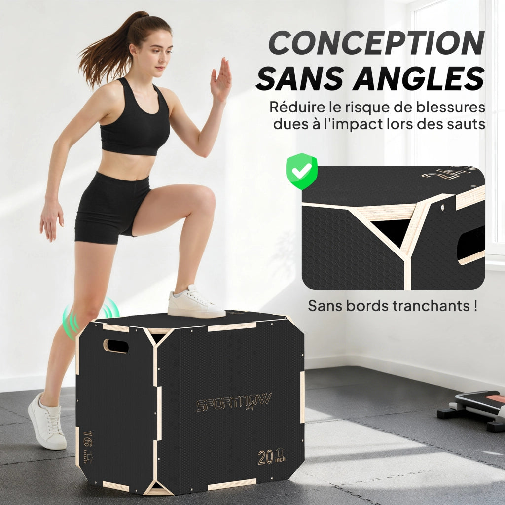 Set Pieghevole Legno per Allenamento ¨C Zephmum ¨C 3 in 1 Nero Antiscivolo