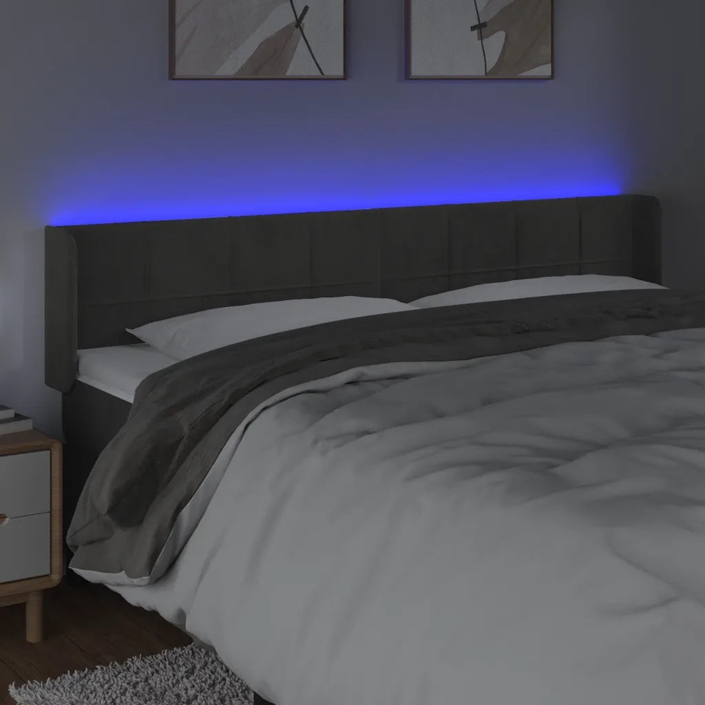 Testiera a LED Grigio Scuro 163x16x78/88 cm in Velluto 3123291