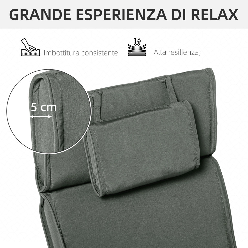 Cuscino per Sdraio Lettino Prendisole da Giardino Grigio 198x53x5cm