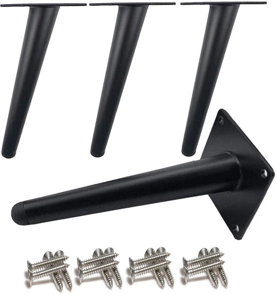 Poteri per tavolo in acciaio inossidabile - nero verniciato - altezza 10 cm
