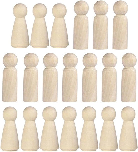 20 pezzi di bambole in legno non finito - figure in legno per bambini per la pittura dell'arte - bambole decorative in legno per progetti di arte - decorazione per torta di nozze - 10 ragazzi e 10 ragazze