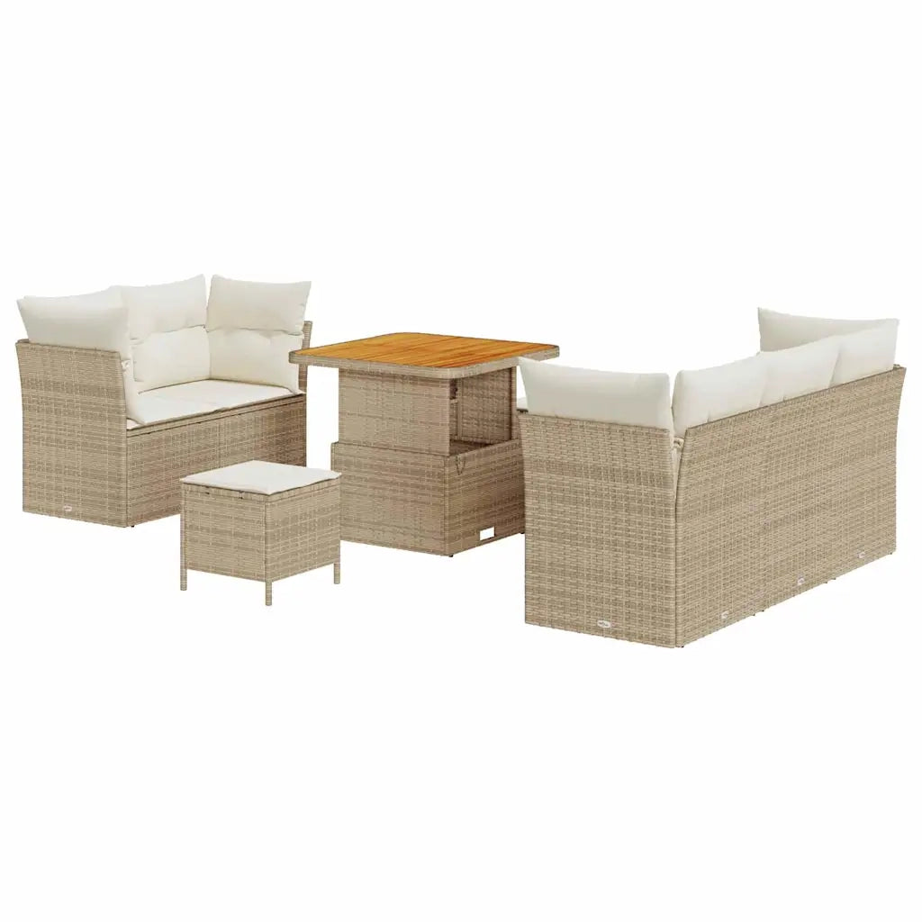 Set Divano da Giardino con cuscino 8 pcs beige e panna