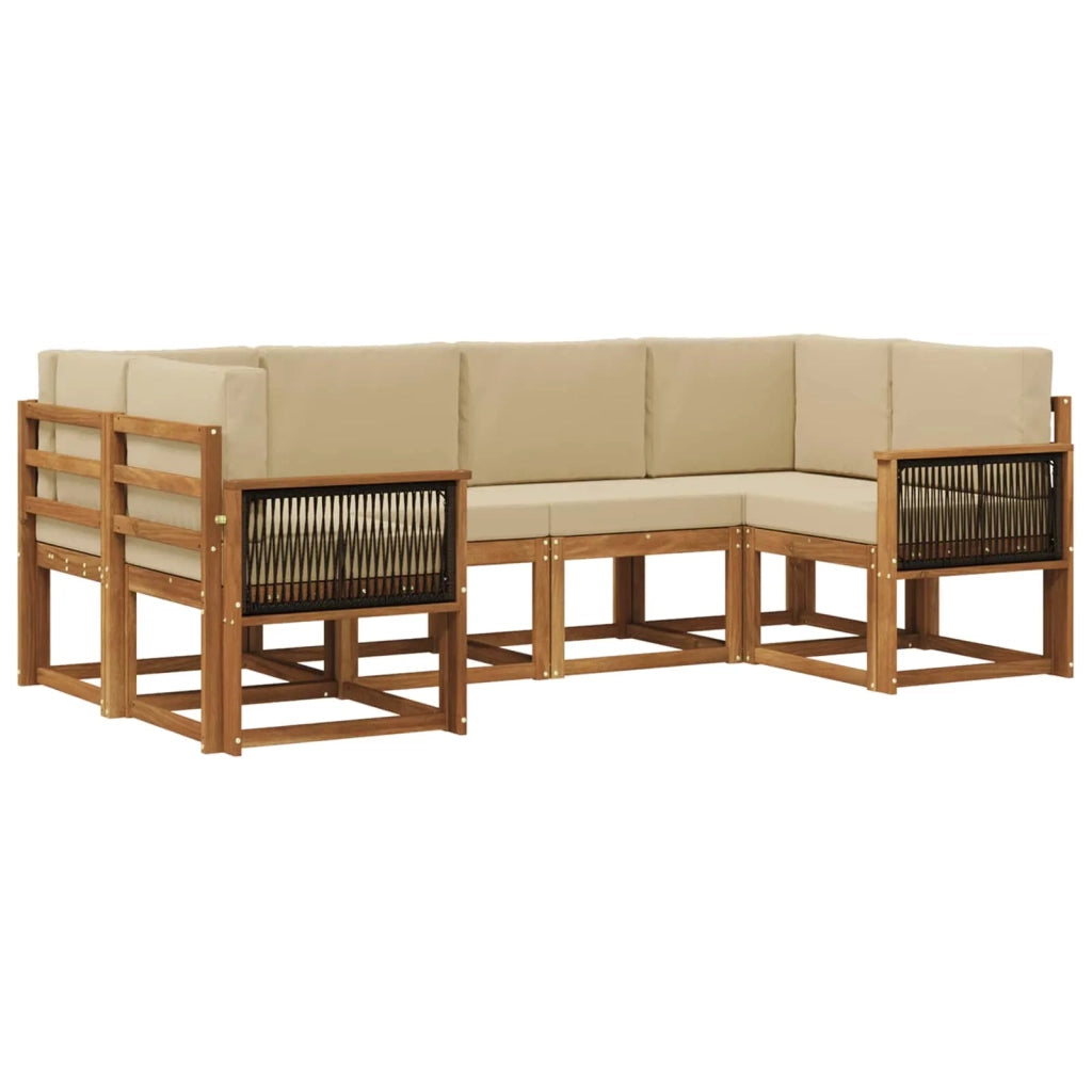 Set di divani da esterno 6 pz Naturale e Beige 3385494