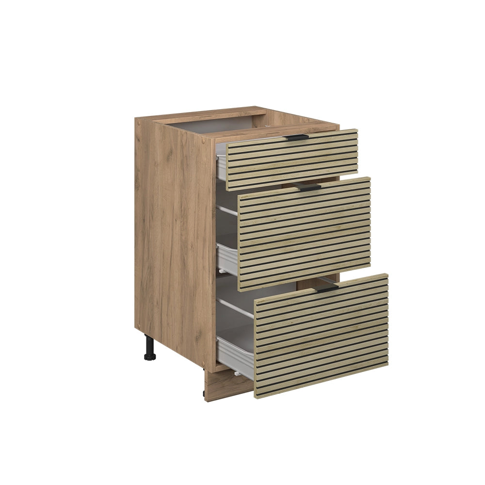 Mobiletto base per cucina Fame-Line Pannello in quercia/Rovere dorato 50 cm, PL Marmo Vicco