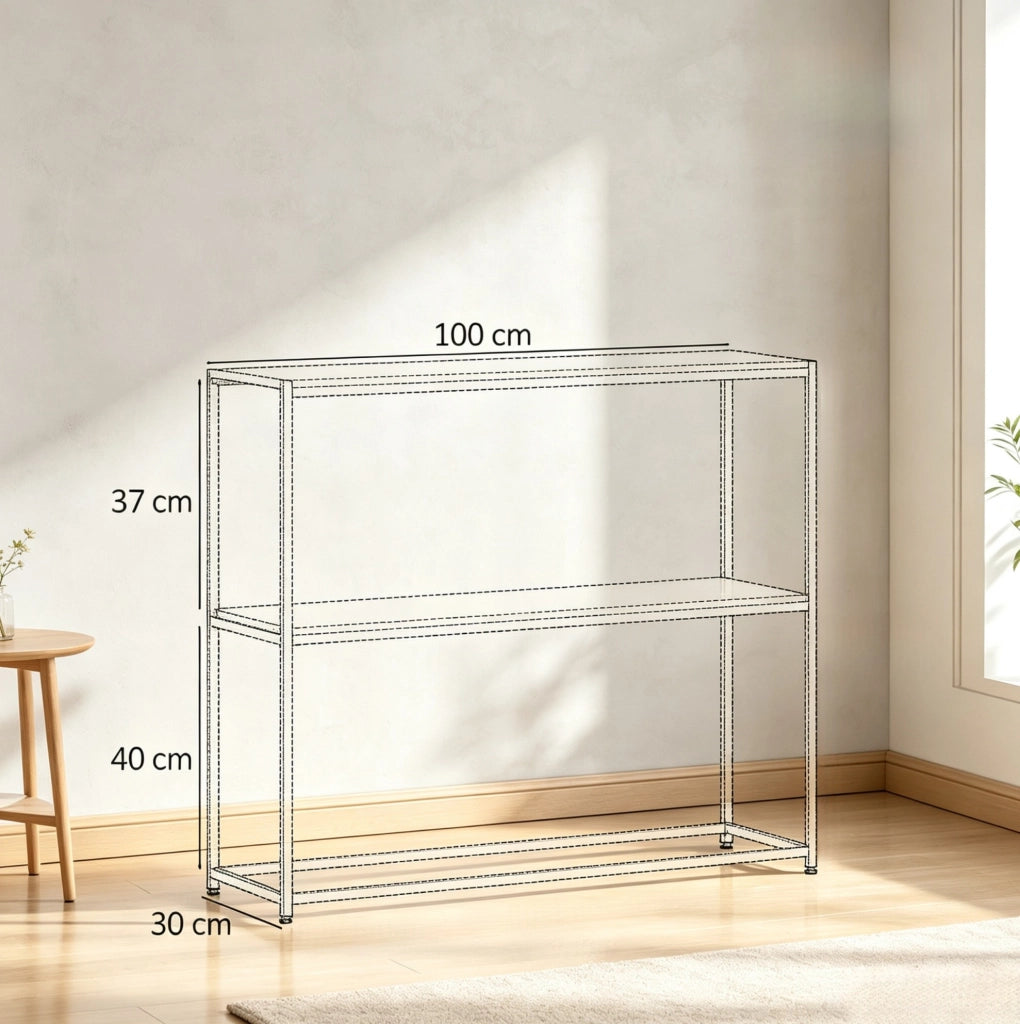 Consolle da ingresso 100x30x87 cm in acciaio e truciolare, nera, 2 livelli –
