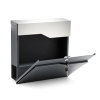 Cassetta postale con vano portagiornale V20 antracite e acciaio inox 370 x 105 x 370 mm