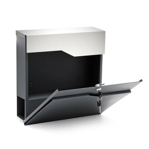 Cassetta postale con vano portagiornale V20 antracite e acciaio inox 370 x 105 x 370 mm