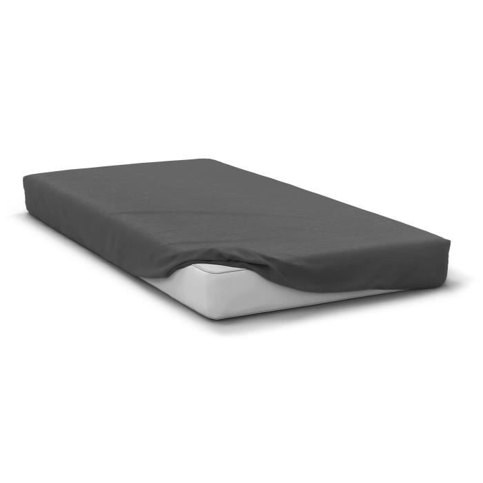 Lenzuolo con angoli - HOME LINGE PASSION - HP71762 - 90 x 190 cm + cuffia 30 cm - Microfibra - 82 g - Grigio antracite