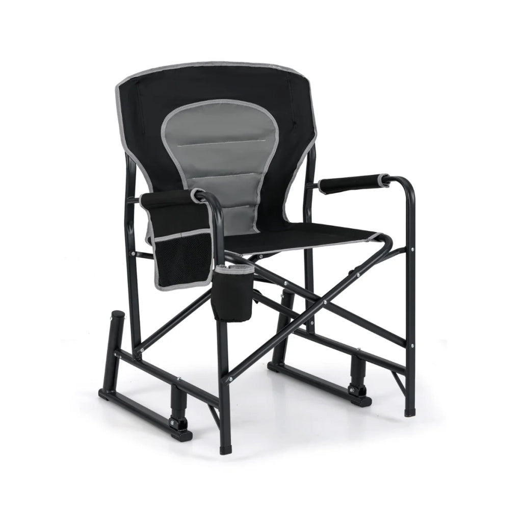 Sedia a dondolo da campeggio 62,5 x 65 x 97 cm massimo comfort portatile design moderno in tessuto Oxford nero 20_0011151