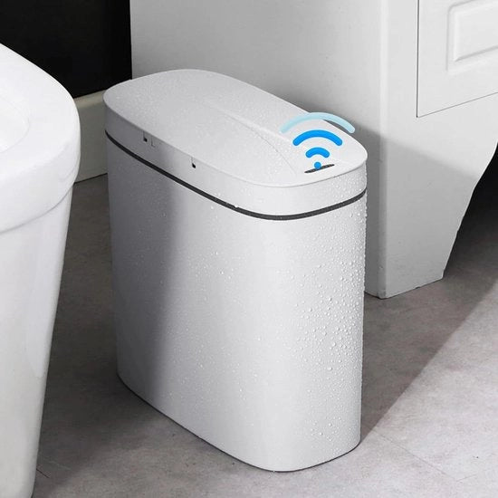 Sensor di Riconoscimento della Presenza di Rifiuti per la Cucina con Coperchio 13L Imbottito Bianco - Progettato per la Cucina, Camera da Letto, Salotto