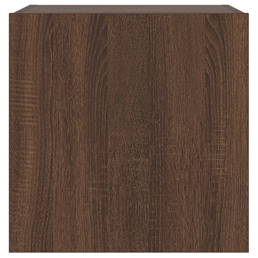 Mobile TV a Parete con Luci LED Rovere Marrone 40,5x35x40 cm