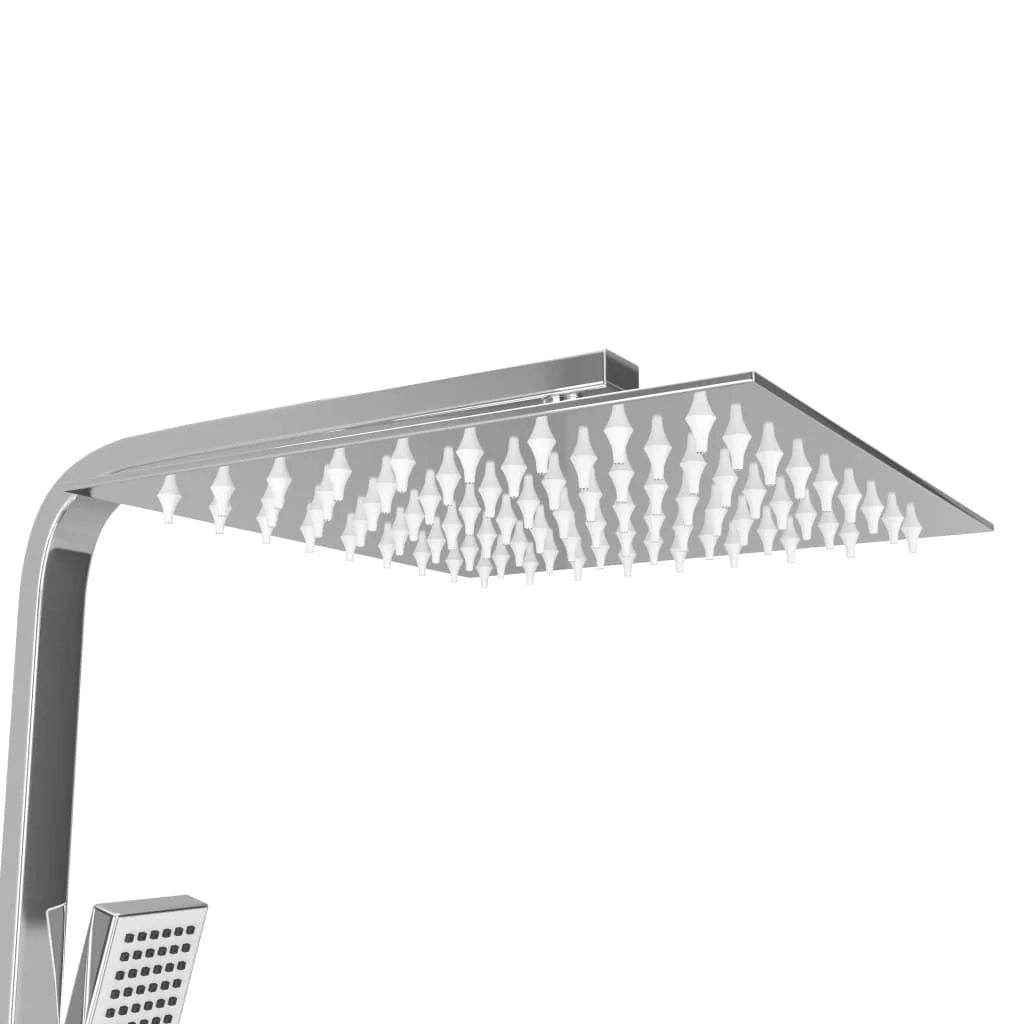 Set doccia doppio con termostato doccetta soffione quadrato asta doccia regolabile da 80 cm a 120 cm acciaio inox bagno casa 02_0003788