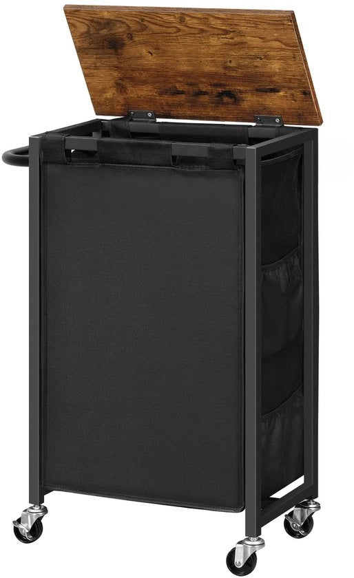 Wascausa con coperchio, wascausa con ruote, 43,4 l, wascausa con sacchetto Oxford stoffa, spaziale, vintage marrone e nero EBF24XY01G2