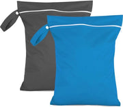 Set di due sacchetti umidi 40 x 30 cm, sacchetti impermeabili da asciugare neri e blu, borse da viaggio con cerniera, sacchetti umidi per la piscina, per i costumi da bagno, per i lenzuoli da spiaggia, per le mutande