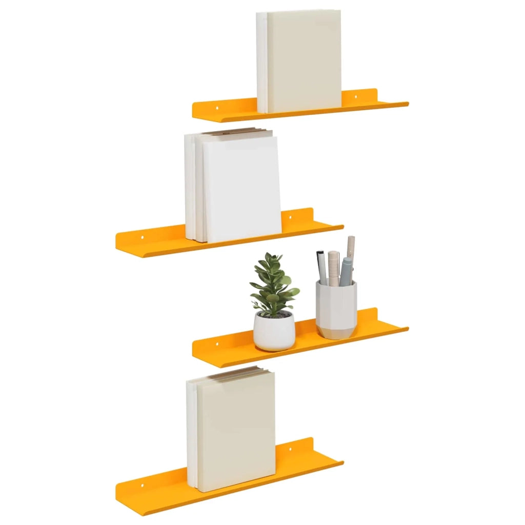 Mensola sospesa 4 pcs Giallo senape 40 x 8,5 x 2,5 cm Acciaio 8003955