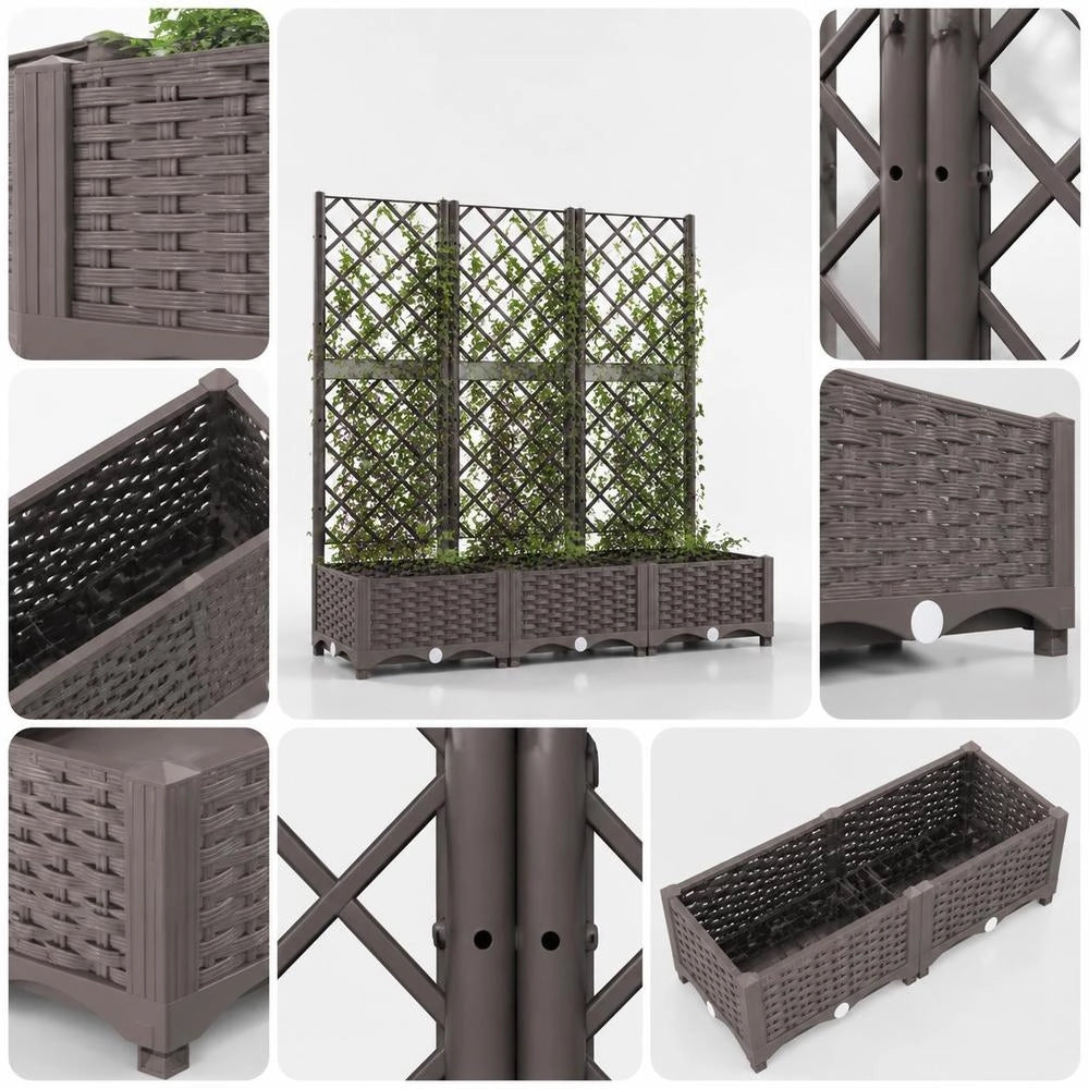 Garden Planter With Trellis, Brown, 120 X 40 X 121.5 Cm, PP