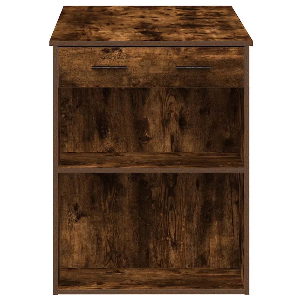 Scrivania con Cassetto e Ripiano Rovere Fumo Legno Multistrato 858690