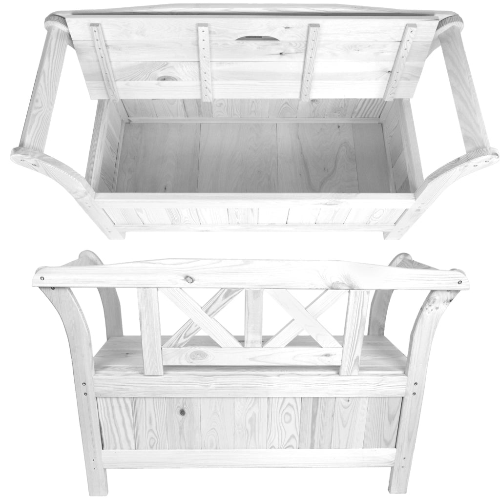 Panchina da giardino in legno KADAX con contenitore e schienale per terrazzo, 119 cm