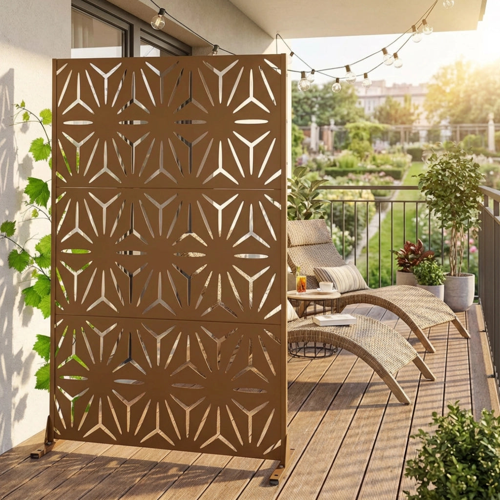 Pannello Divisorio Kilsturd in Acciaio Zincato con Motivo Decorativo 180x120 cm - Marrone casa.pro