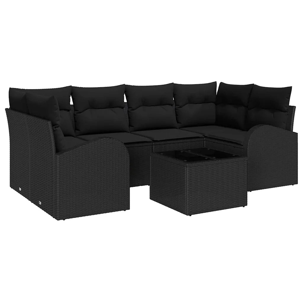 Set Divano da Giardino con archiviazione 7 pcs Nero polyrattan 3354612