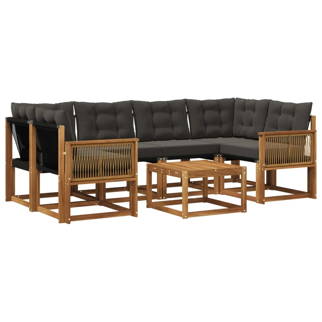 Set di divani da esterno 7 pz Naturale e Nero 3381812