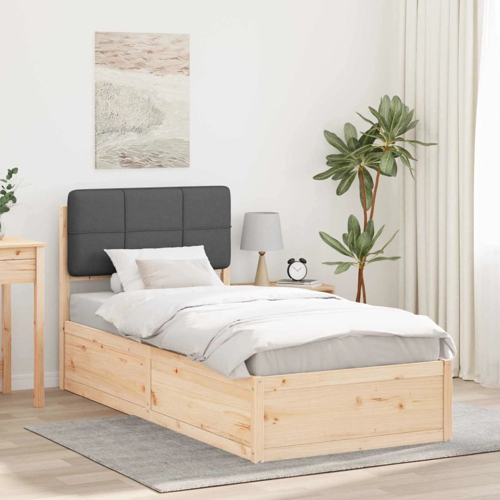 Letto con Testiera Rivestita Grigio scuro 100 x 200 cm