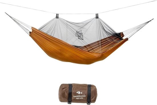 Hamaca per Viaggiatori con Protezione Mosquito 450 g 220 cm x 140 cm Dimensioni di Pacco 22,5 x 9 cm fino a 150 kg