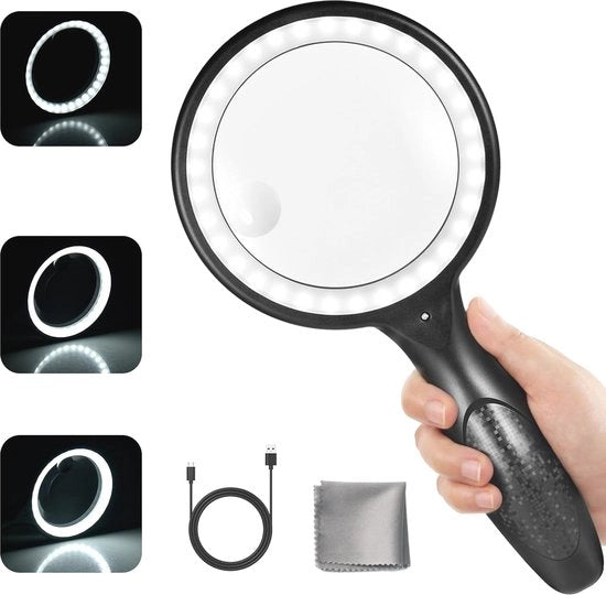 Verglassio con Illuminazione e Alta Vergentazione per Anziani - Ideale per Esplorazione Naturale e Lettura