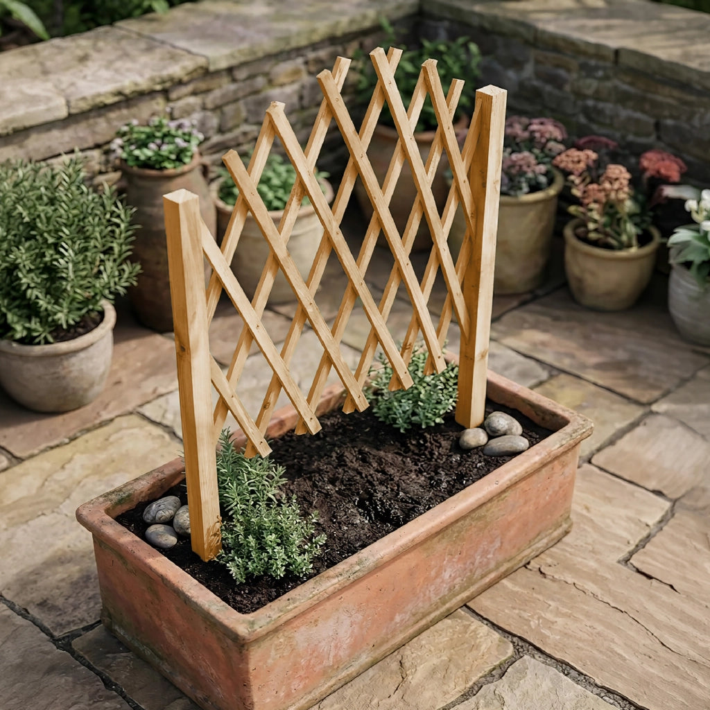 Recinzione Estensibile in Legno a Griglia 117x65 cm con Picchetti Pieghevole per Giardino e Aiuole Disponibile Verde, Naturale, Marrone Naturale
