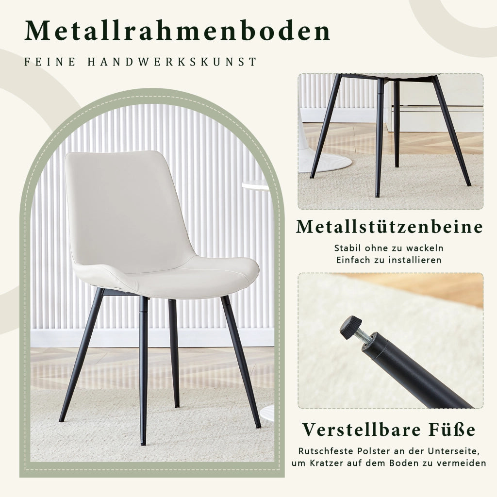 Sedie da pranzo, 4 pezzi in ecopelle bianca e nera con schienale ergonomico, struttura in metallo e piedini antiscivolo