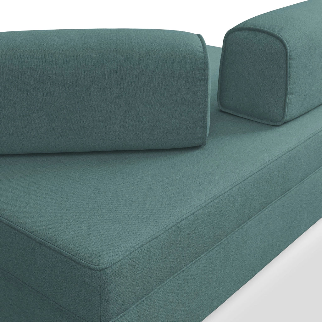 Liberty Divano con pouf estraibile e schienali movibili in tessuto morbido impermeabile T02 180 cm petrolio
