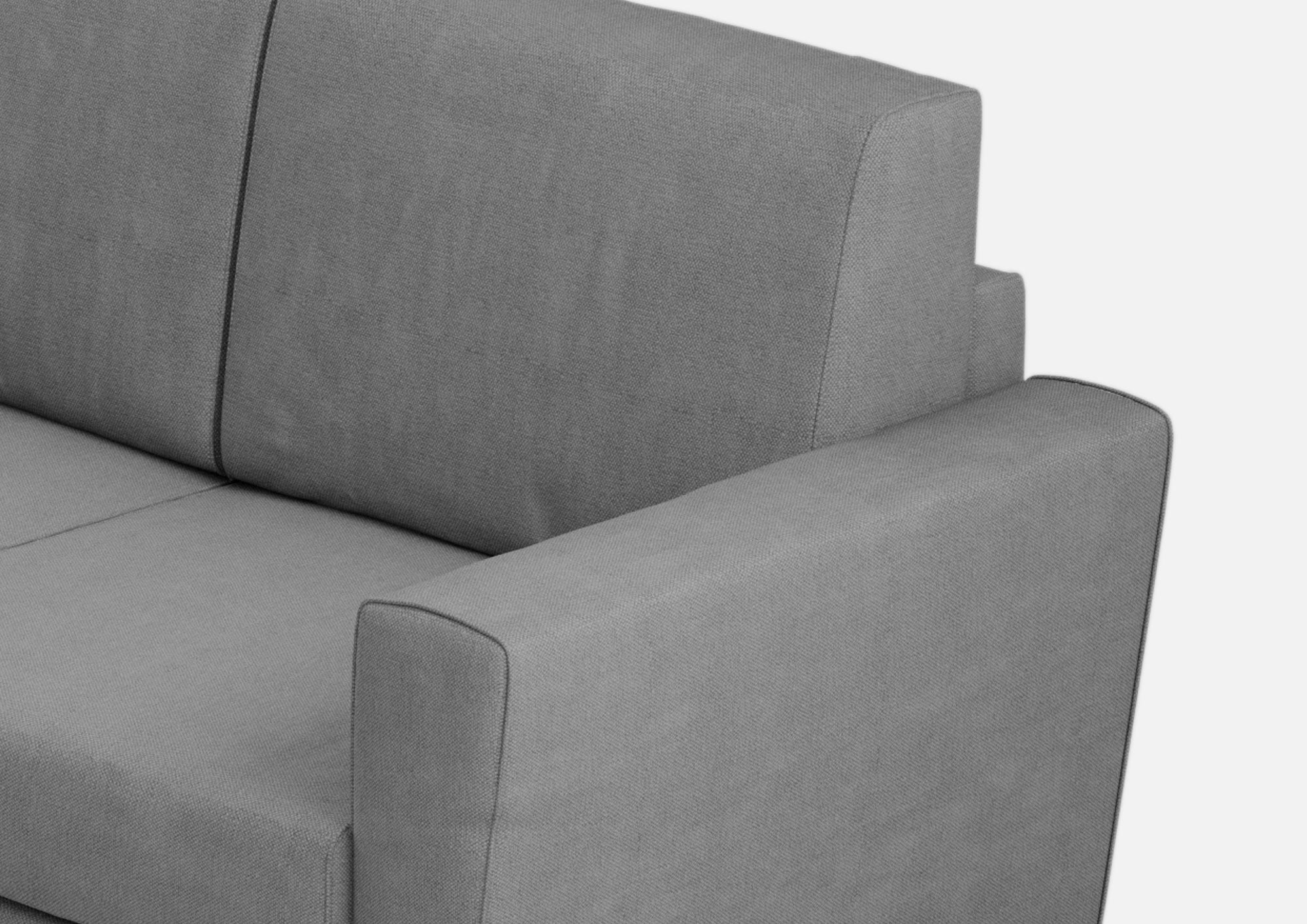 Divano Angolare 7 Posti 288x288x85 cm Yasel in Tessuto Grigio