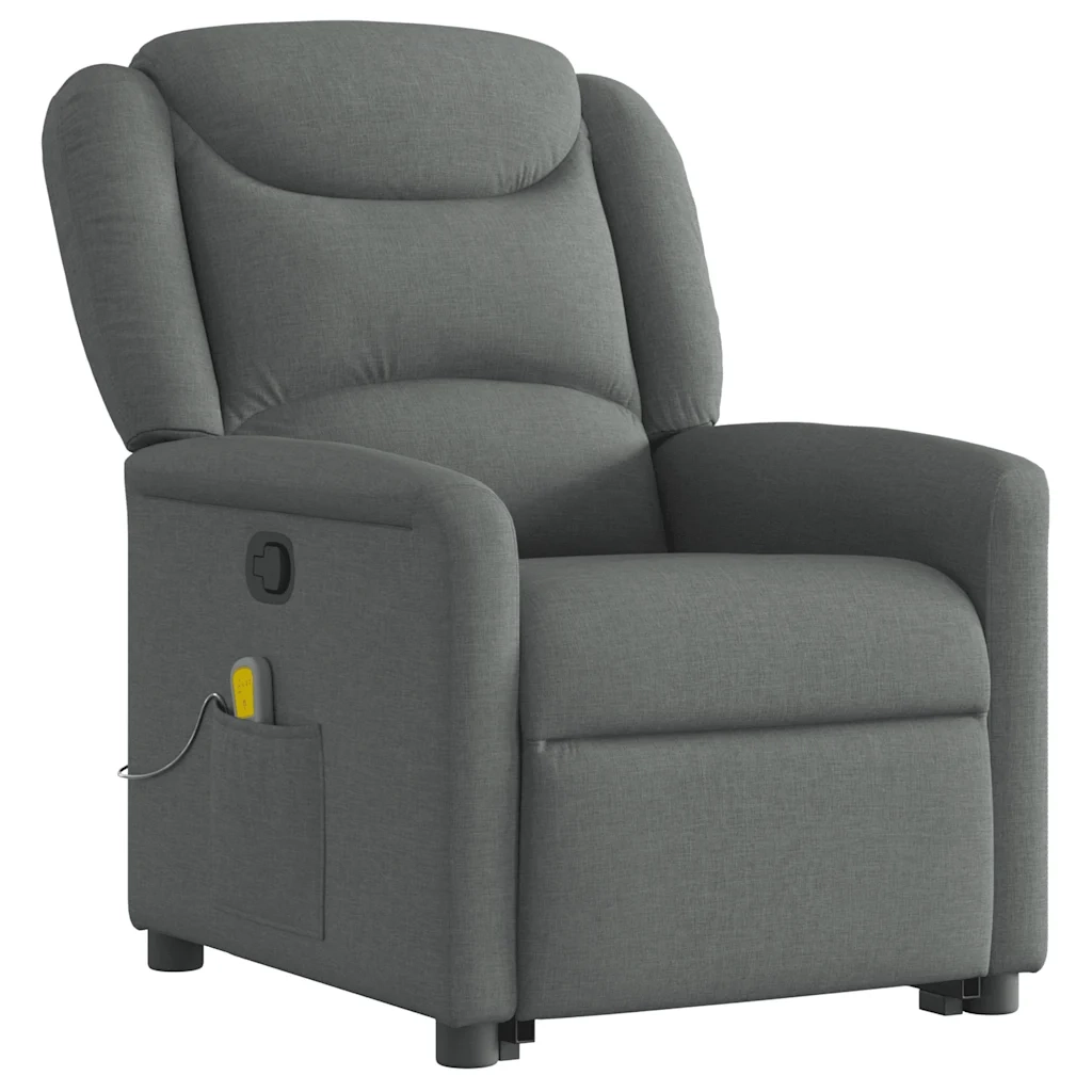 Poltrona Alzapersona Massaggi Reclinabile Grigio Scuro Tessuto 3303205