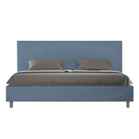 Letto Matrimoniale King Size 180x200 cm Senza Rete Imbottito in Microfibra Mika Blu
