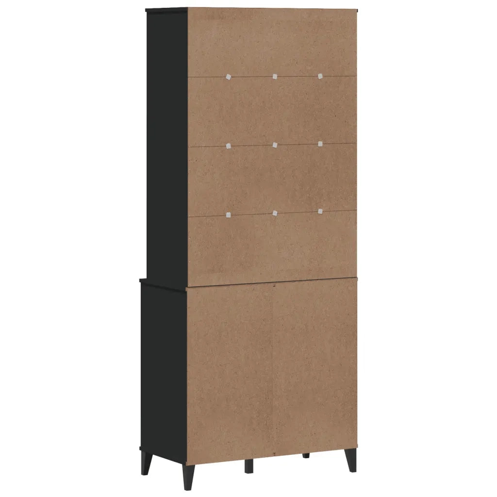 Credenza | Madia | Buffet da pranzo | Armadio da pranzo VIKEN Nera 80x40x190 cm in Legno Massello di Pino