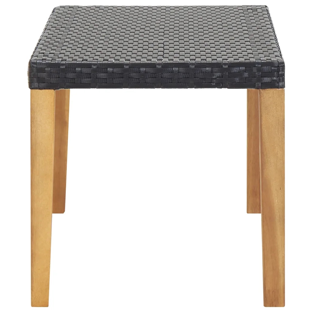 Panchina da Giardino-Panca da esterno 120 cm Nero Polyrattan e Massello d'Acacia