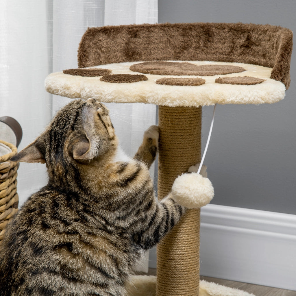 Albero per gatti con grattatoio a forma di zampa ¨C zephmum ¨C marrone 44 cm