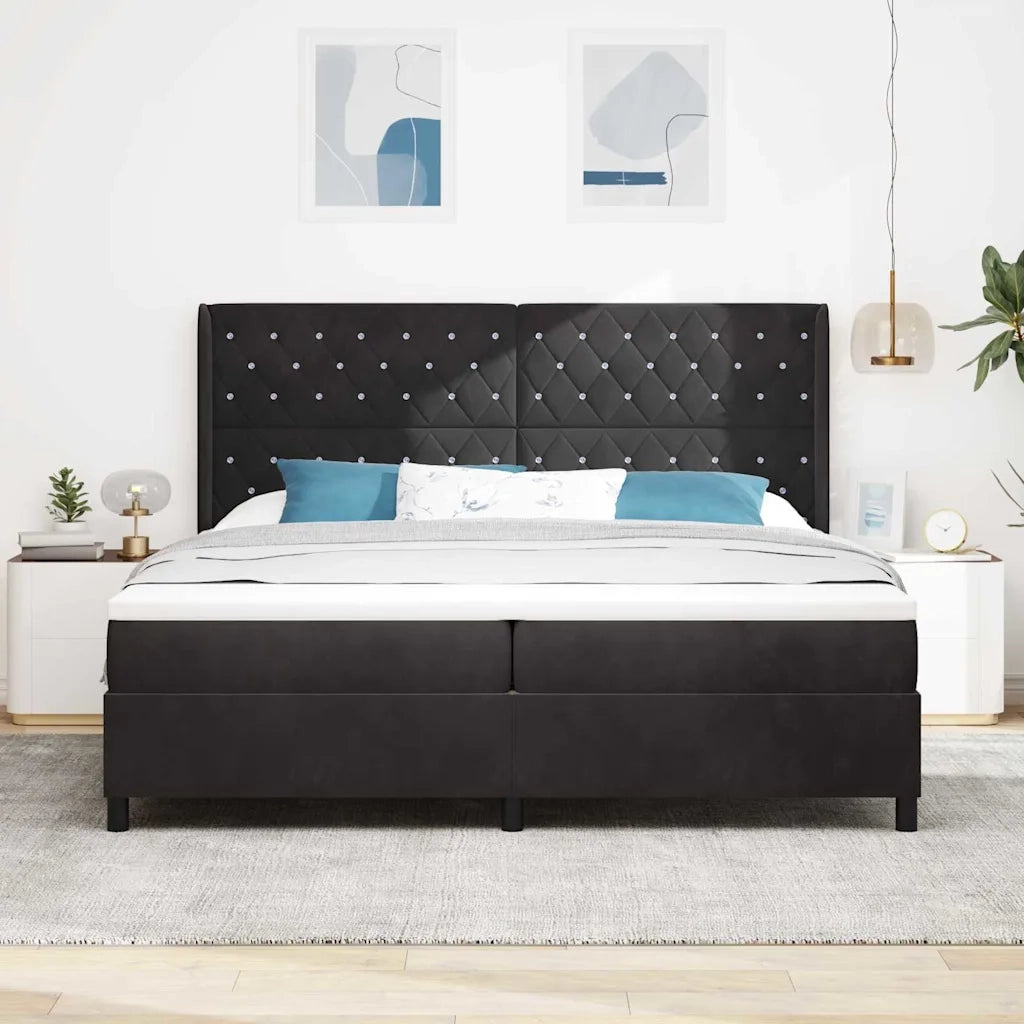 Letto a molle con materasso Nero 200 x 200 cm Velluto 3341974