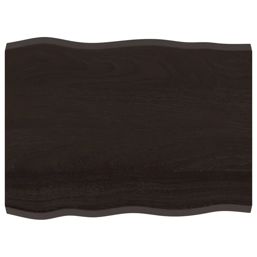 Piano Tavolo | Superficie Tavolo | Piano Scrivania Marrone Scuro 80x60x(2-4)cm in Rovere Non Trattato