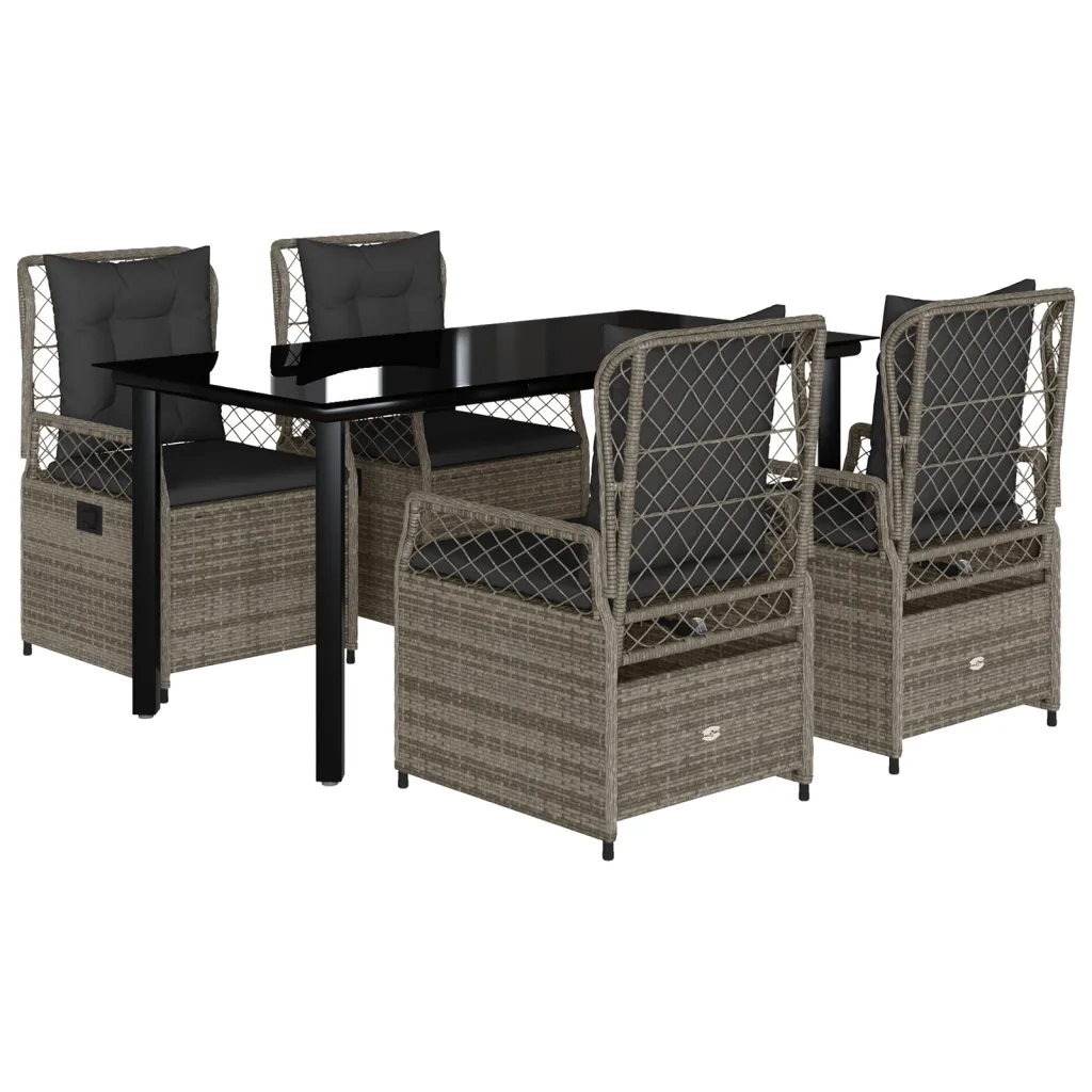 vidaXL Set da Pranzo da Giardino 5 pz con Cuscini in Polyrattan Grigio